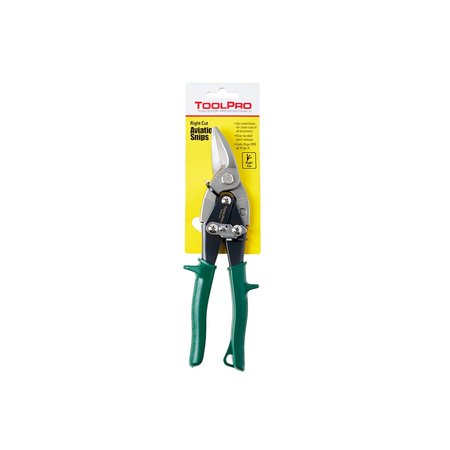 TOOLPRO Right Cut Aviation Snips with Green Grips TP02163